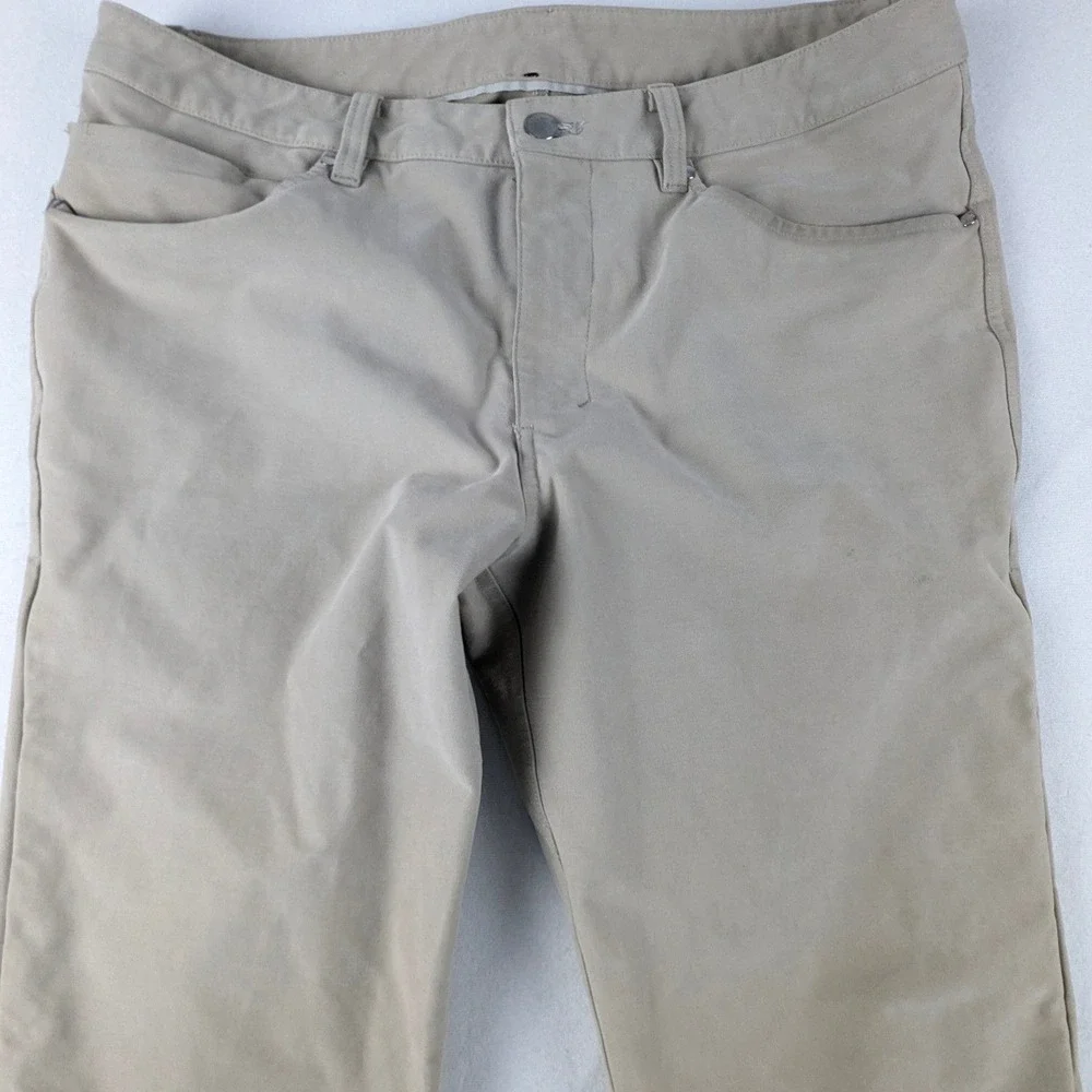 Lululemon ABC Pants Mens 35x31 Tan Khaki Straight Leg 5-Pocket Technical Stretch